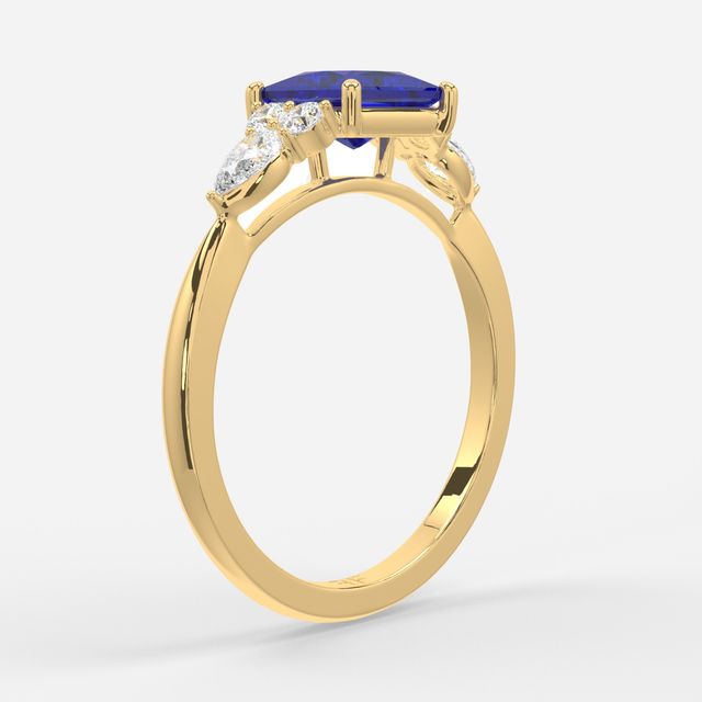 1 Carat Lab Grown Princess Sapphire Cluster Engagement Ring In Yellow Gold - Nanami