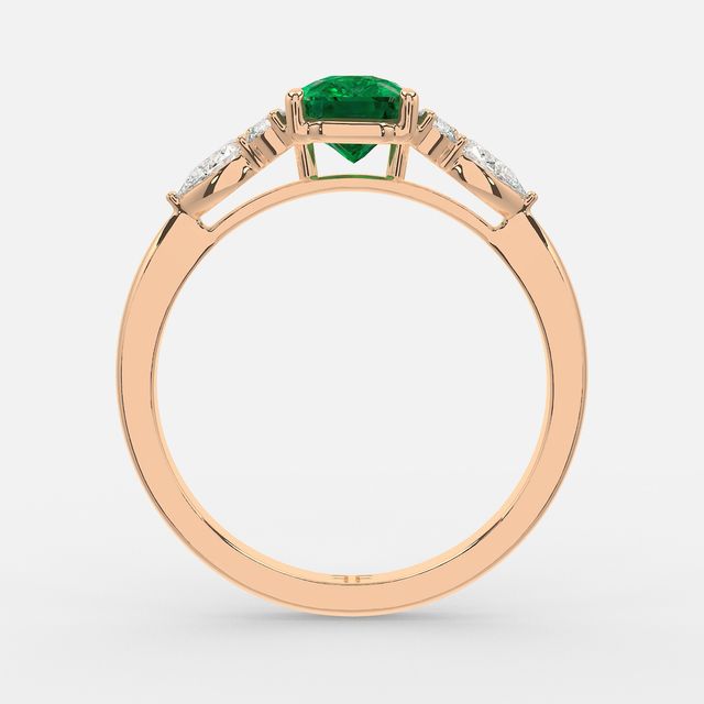 1 Carat Lab Grown Radiant Emerald Cluster Engagement Ring In Rose Gold- Nanami