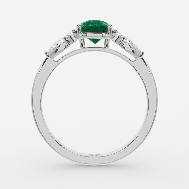1 Carat Lab Grown Radiant Emerald Cluster Engagement Ring In White Gold - Nanami