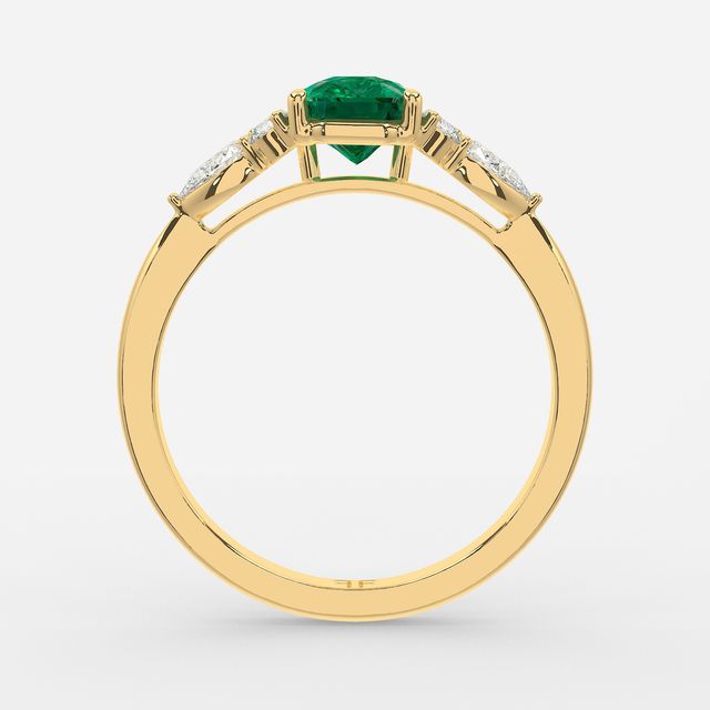 1 Carat Lab Grown Radiant Emerald Cluster Engagement Ring In Yellow Gold- Nanami