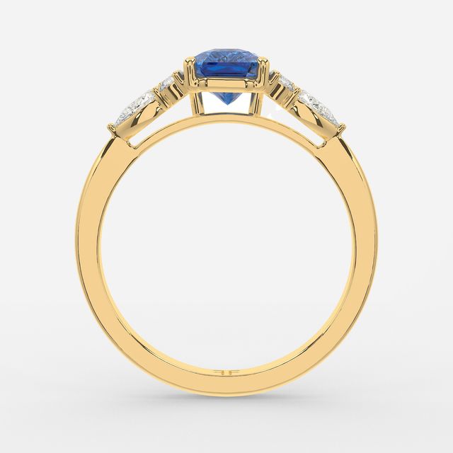 1 Carat Lab Grown Radiant Sapphire Cluster Engagement Ring In Yellow Gold - Nanami
