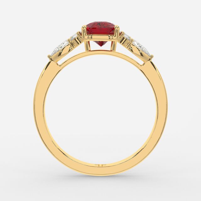 1 Carat Lab Grown Radiant Ruby Cluster Engagement Ring In Yellow Gold - Nanami