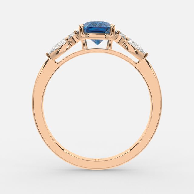 1 Carat Lab Grown Radiant Sapphire Cluster Engagement Ring In Rose Gold- Nanami