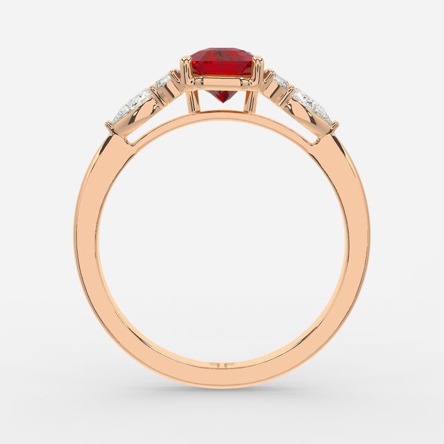 1 Carat Lab Grown Radiant Ruby Cluster Engagement Ring In Rose Gold - Nanami