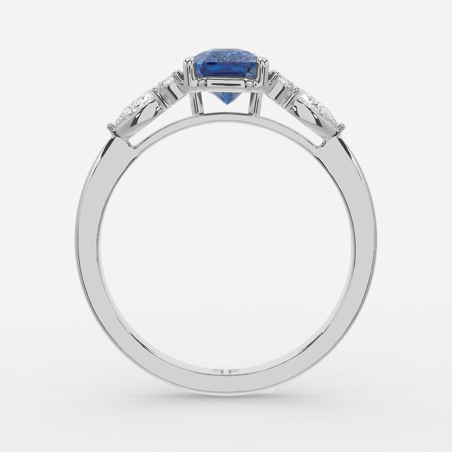 1 Carat Lab Grown Radiant Sapphire Cluster Engagement Ring In White Gold - Nanami