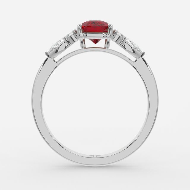 1 Carat Lab Grown Radiant Ruby Cluster Engagement Ring In White Gold - Nanami