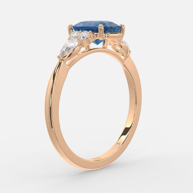 1 Carat Lab Grown Radiant Sapphire Cluster Engagement Ring In Rose Gold- Nanami