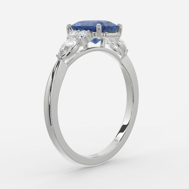 1 Carat Lab Grown Radiant Sapphire Cluster Engagement Ring In White Gold - Nanami