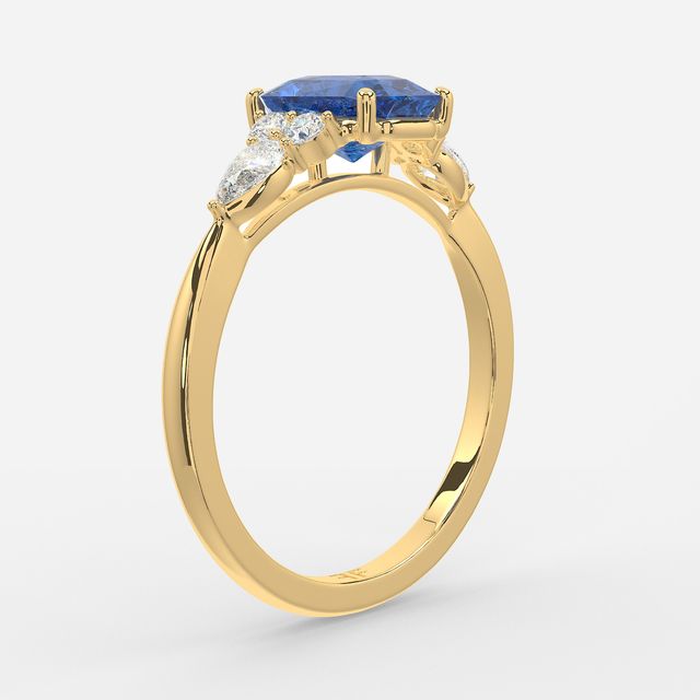 1 Carat Lab Grown Radiant Sapphire Cluster Engagement Ring In Yellow Gold - Nanami
