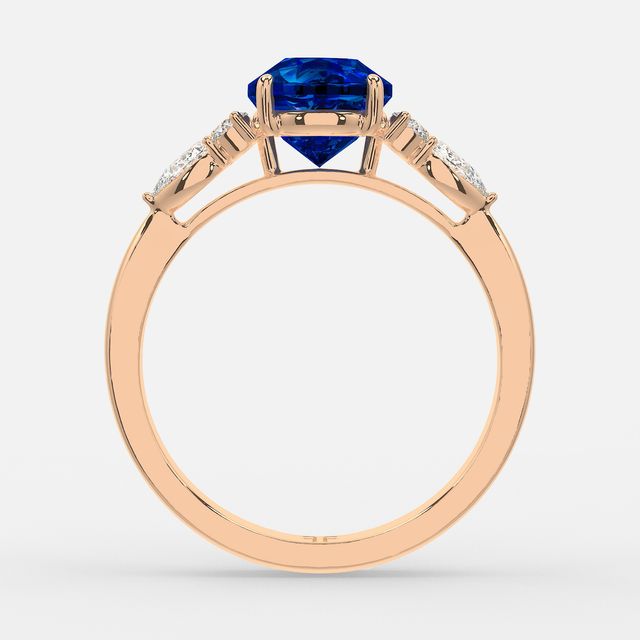 1 Carat Lab Grown Round Sapphire Cluster Engagement Ring In Rose Gold- Nanami
