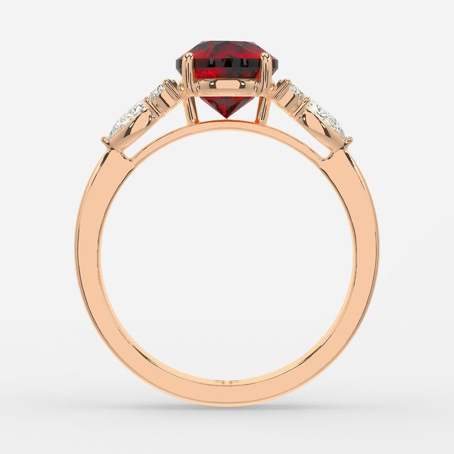 1 Carat Lab Grown Round Ruby Cluster Engagement Ring In Rose Gold - Nanami