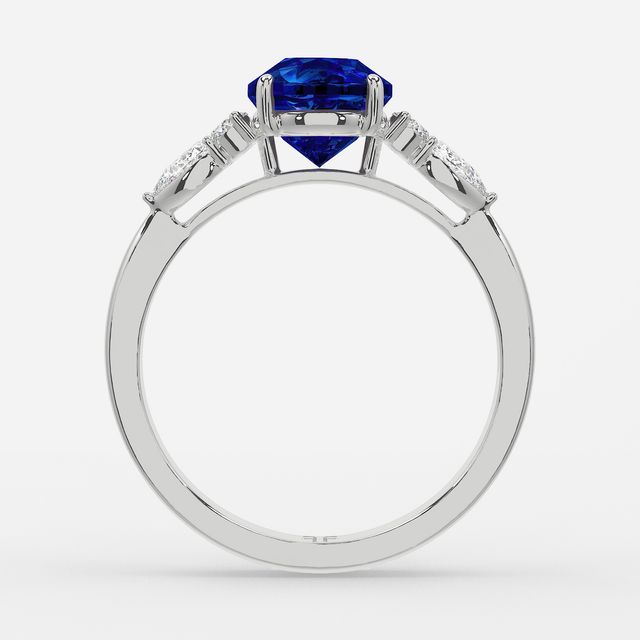 1 Carat Lab Grown Round Sapphire Cluster Engagement Ring In White Gold - Nanami