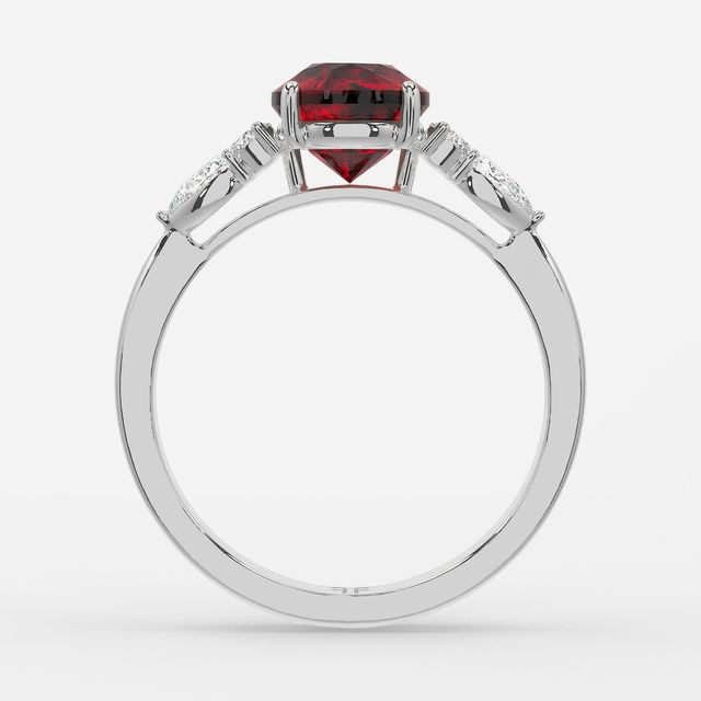 1 Carat Lab Grown Round Ruby Cluster Engagement Ring In Platinum - Nanami
