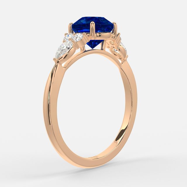 1 Carat Lab Grown Round Sapphire Cluster Engagement Ring In Rose Gold- Nanami
