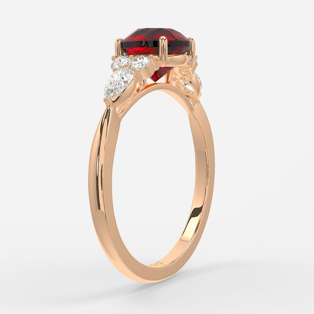 1 Carat Lab Grown Round Ruby Cluster Engagement Ring In Rose Gold - Nanami