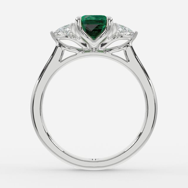 1 Carat Lab Grown Asscher Emerald Trilogy Engagement Ring In Platinum - Ciara