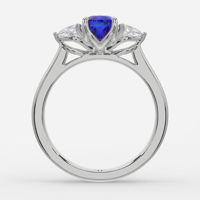 1 Carat Lab Grown Elongated Cushion Sapphire Trilogy Engagement Ring In White Gold - Ciara