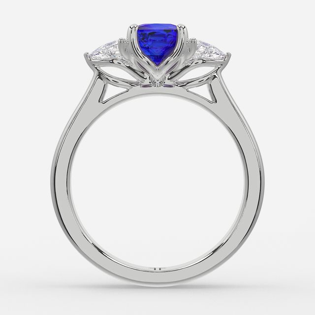 1 Carat Lab Grown Cushion Sapphire Trilogy Engagement Ring In White Gold - Ciara
