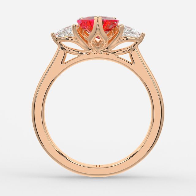 1 Carat Lab Grown Heart Ruby Trilogy Engagement Ring In Rose Gold - Ciara