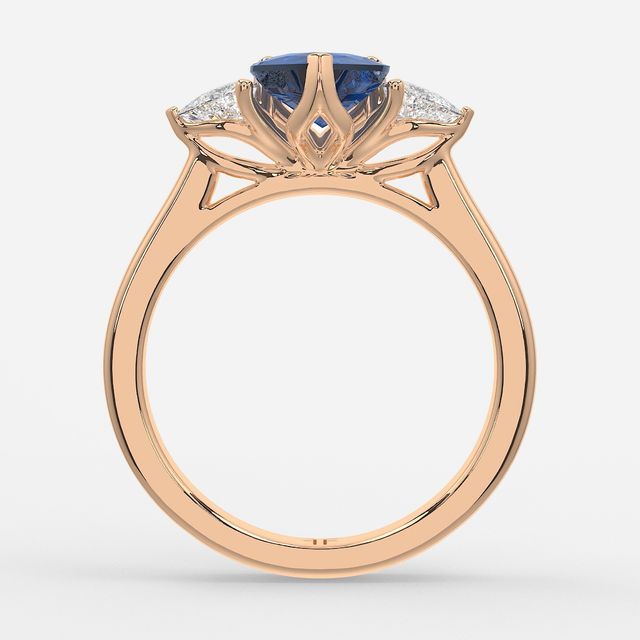 1 Carat Lab Grown Heart Sapphire Trilogy Engagement Ring In Rose Gold - Ciara