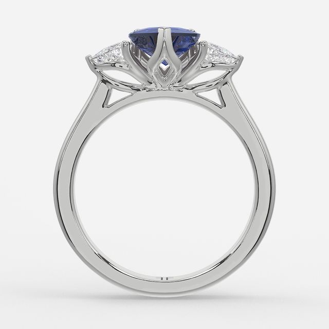 1 Carat Lab Grown Heart Sapphire Trilogy Engagement Ring In White Gold - Ciara