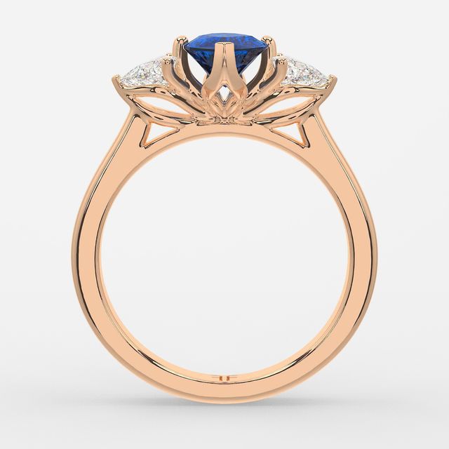 1 Carat Lab Grown Marquise Sapphire Trilogy Engagement Ring In Rose Gold - Ciara