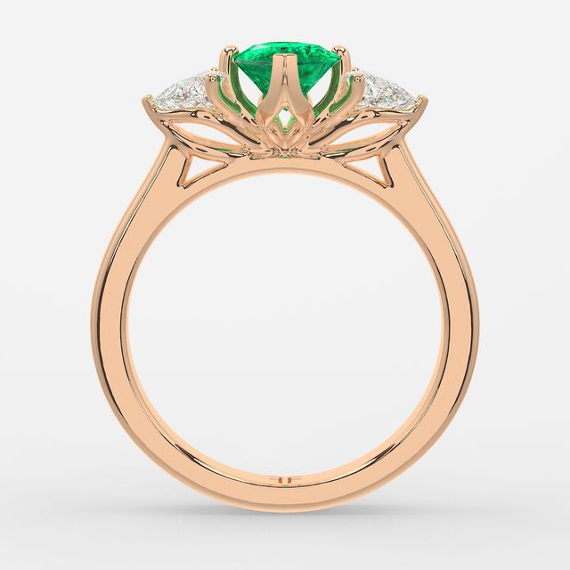 1 Carat Lab Grown Marquise Emerald Trilogy Engagement Ring In Rose Gold - Ciara