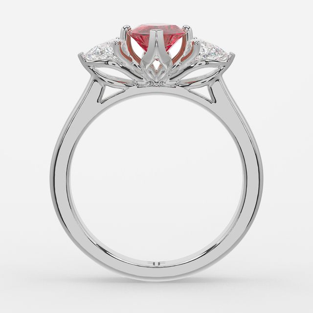 1 Carat Lab Grown Marquise Ruby Trilogy Engagement Ring In White Gold - Ciara