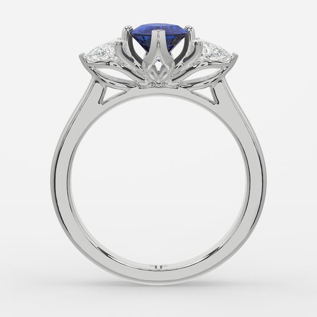 1 Carat Lab Grown Marquise Sapphire Trilogy Engagement Ring In White Gold - Ciara