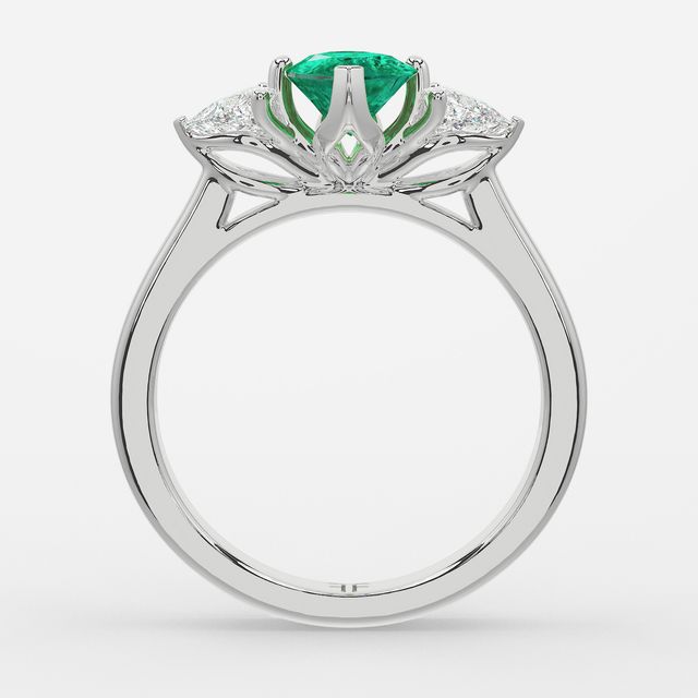 1 Carat Lab Grown Marquise Emerald Trilogy Engagement Ring In White Gold - Ciara