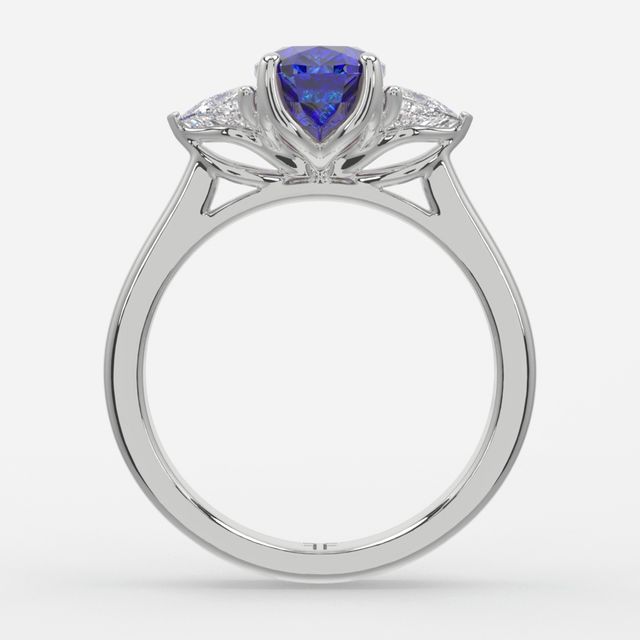 1 Carat Lab Grown Oval Sapphire Trilogy Engagement Ring In White Gold - Ciara