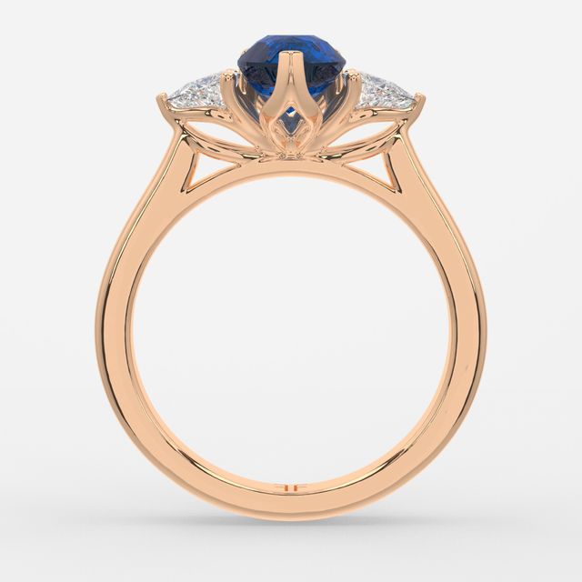 1 Carat Lab Grown Pear Sapphire Trilogy Engagement Ring In Rose Gold - Ciara