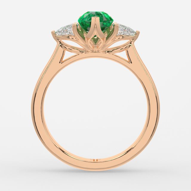1 Carat Lab Grown Pear Emerald Trilogy Engagement Ring In Rose Gold - Ciara