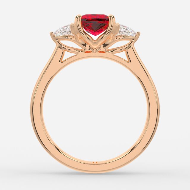 1 Carat Lab Grown Princess Ruby Trilogy Engagement Ring In Rose Gold - Ciara