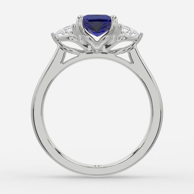 1 Carat Lab Grown Princess Sapphire Trilogy Engagement Ring In White Gold - Ciara