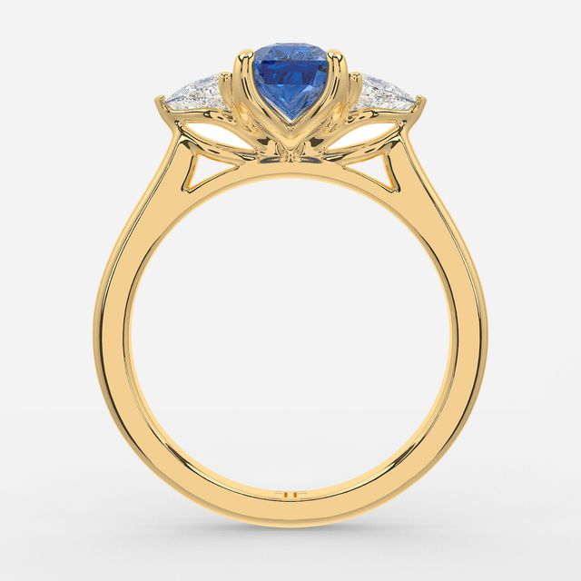 1 Carat Lab Grown Radiant  Sapphire Trilogy Engagement Ring In Yellow Gold - Ciara