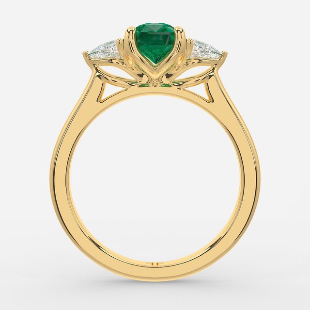 1 Carat Lab Grown Radiant Emerald Trilogy Engagement Ring In Yellow Gold - Ciara
