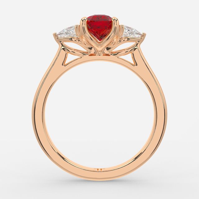 1 Carat Lab Grown Radiant Ruby Trilogy Engagement Ring In Rose Gold - Ciara