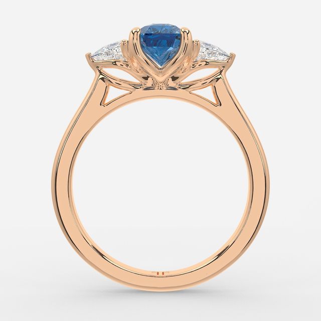 1 Carat Lab Grown Radiant Sapphire Trilogy Engagement Ring In Rose Gold - Ciara