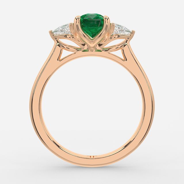 1 Carat Lab Grown Radiant Emerald Trilogy Engagement Ring In Rose Gold - Ciara