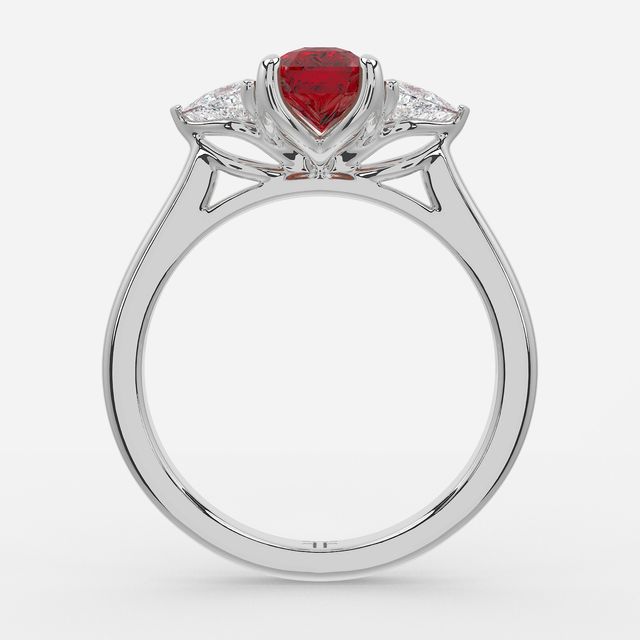 1 Carat Lab Grown Radiant Ruby Trilogy Engagement Ring In White Gold - Ciara