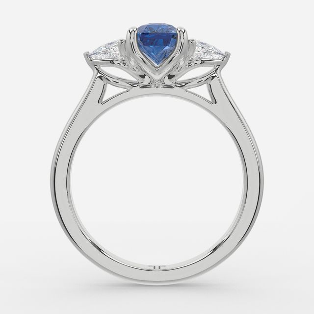 1 Carat Lab Grown Radiant Sapphire Trilogy Engagement Ring In White Gold - Ciara
