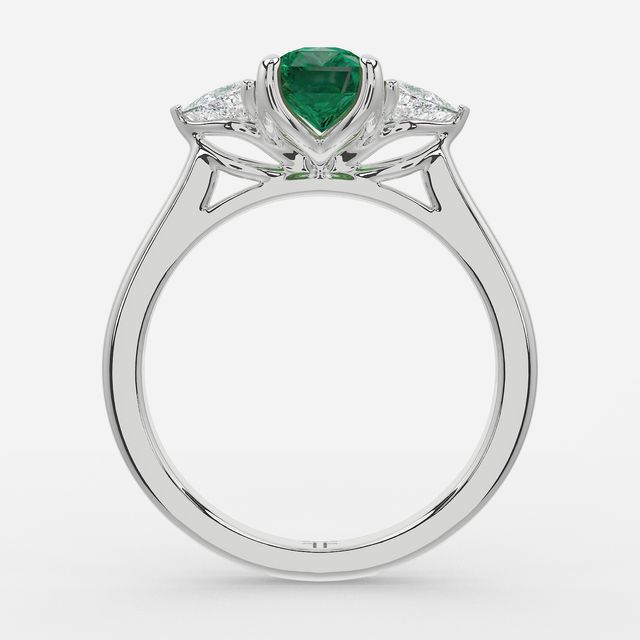 1 Carat Lab Grown Radiant Emerald Trilogy Engagement Ring In White Gold - Ciara