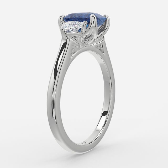 1 Carat Lab Grown Radiant Sapphire Trilogy Engagement Ring In White Gold - Ciara