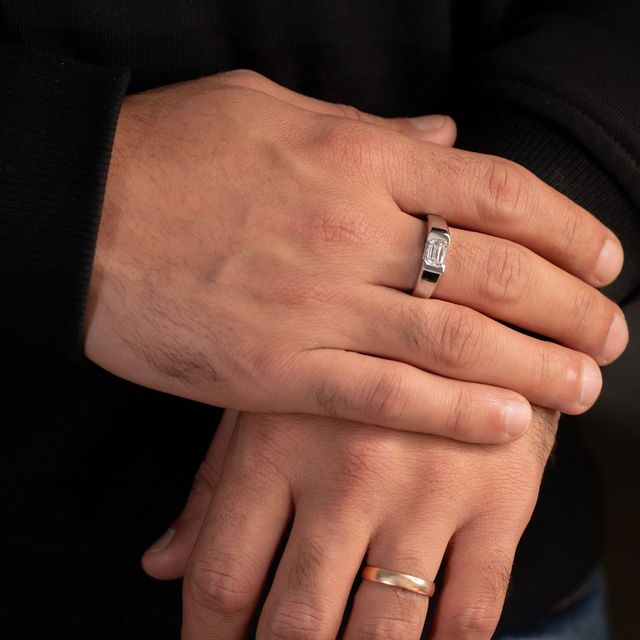 1.20 Carat Lab Grown Emerald Solitaire Men's Engagement Ring In Platinum - Jarred