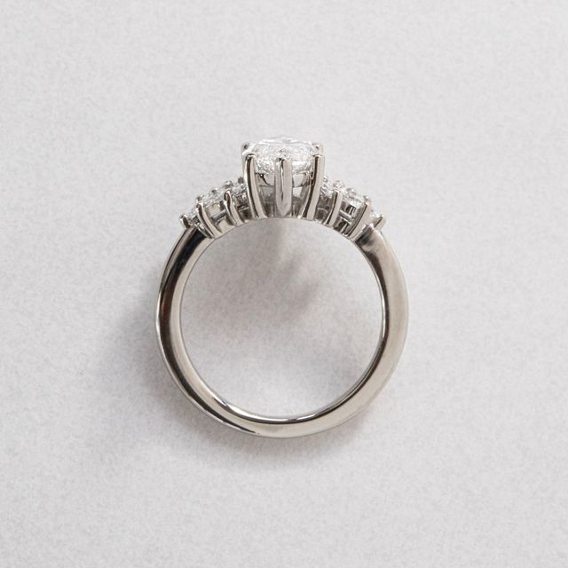 2 Carat Lab Grown Marquise Cluster Engagement Ring In Platinum - Anastasia