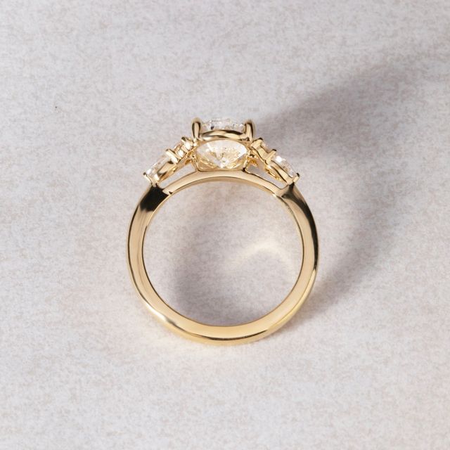 2 Carat Lab Grown Oval Trilogy Engagement Ring In Yellow Gold - Nanami