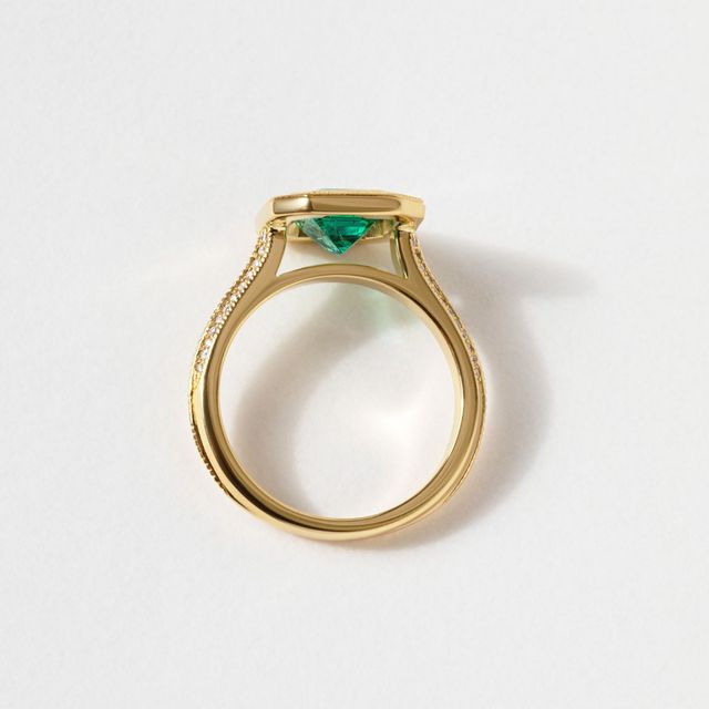 Colombian Emerald In Bezel-Set Halo Engagement Ring - 1.42ct