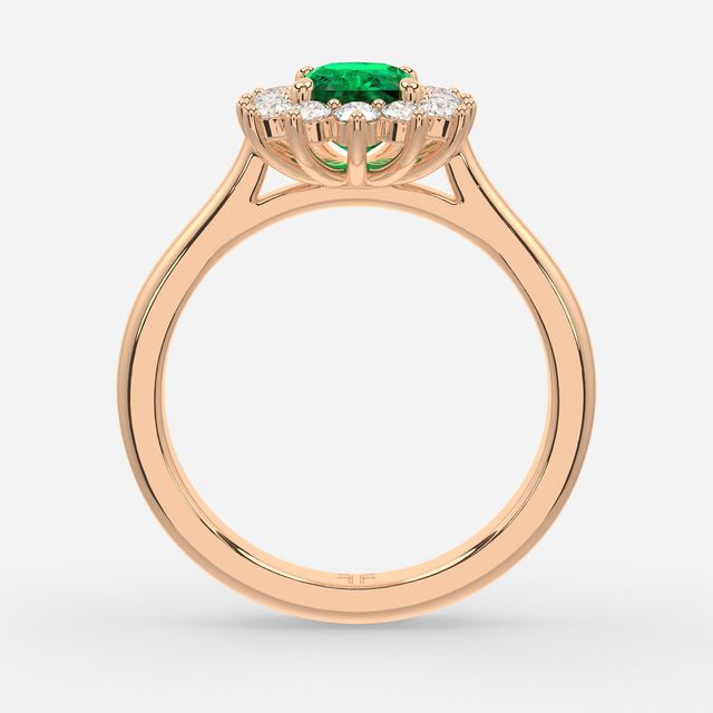 1 Carat Lab Grown Elongated Cushion Emerald Cluster Engagement Ring In Rose Gold - Windermere