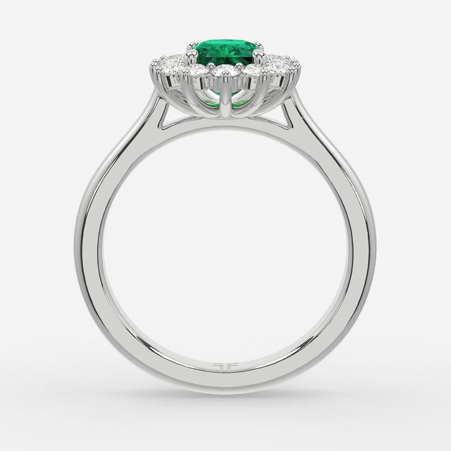 1 Carat Lab Grown Elongated Cushion Emerald Cluster Engagement Ring In Platinum - Windermere
